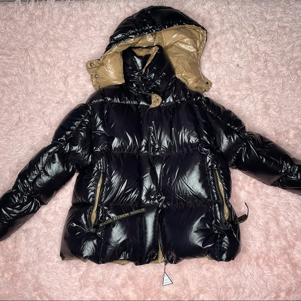 BLACK AND BRONZE MONCLER PUFFER COAT